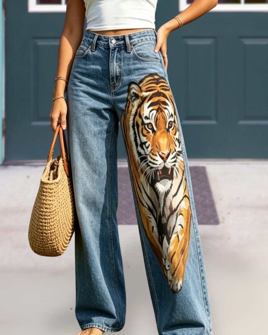 Vintage Tiger Print Jeans