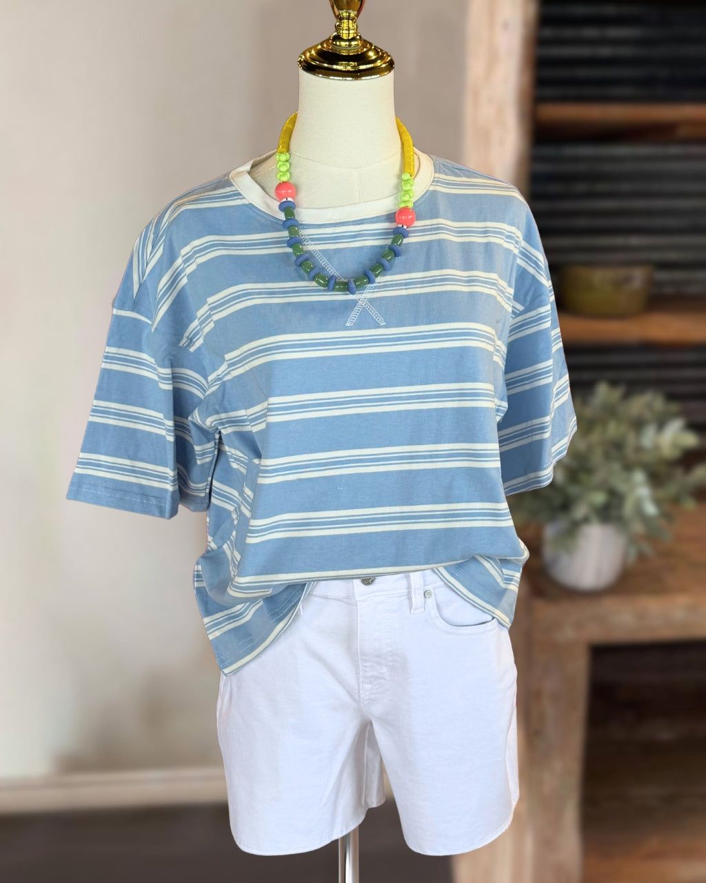 Casual Striped Crew Neck T-shirt