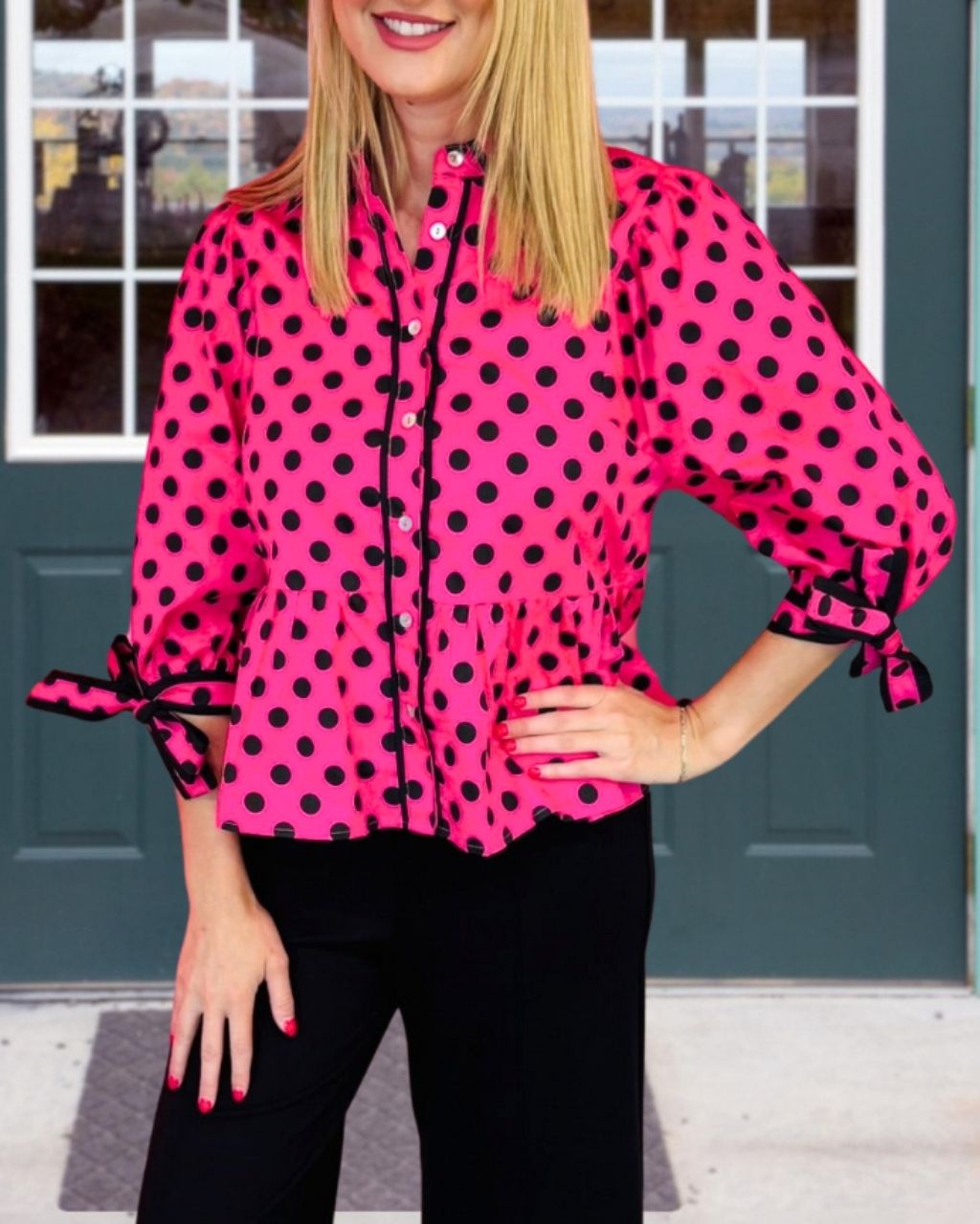 Stylish Polka Dot Blouse