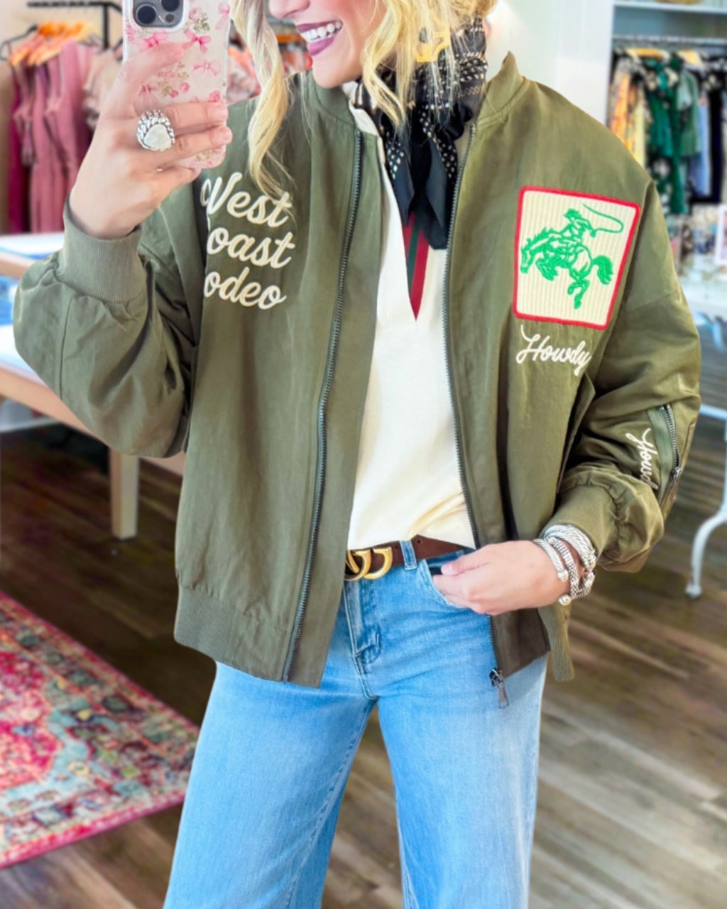 Vintage Style Western Embroidered Bomber Jacket