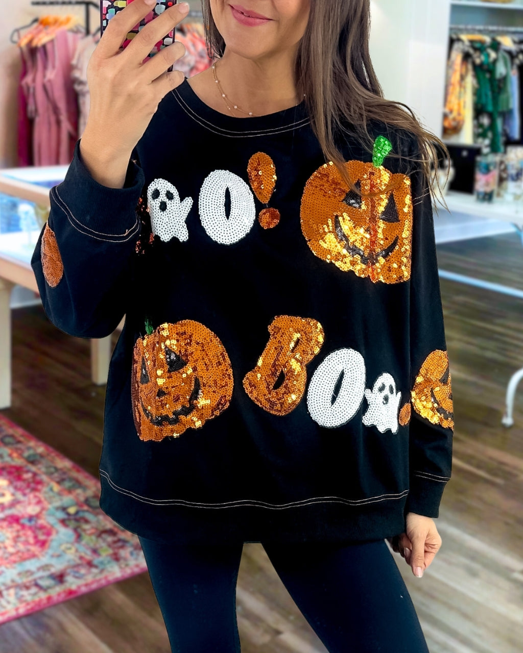 Sequin Pumpkin Boo Sweatshirt