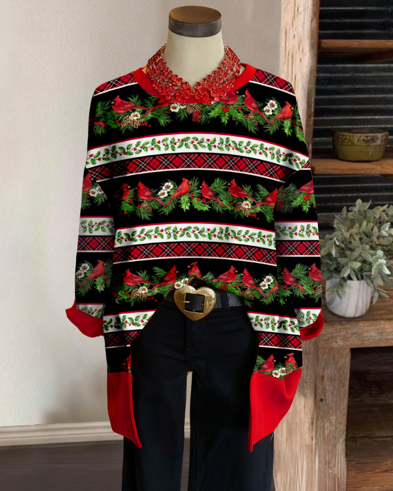 Christmas Trim Striped Top