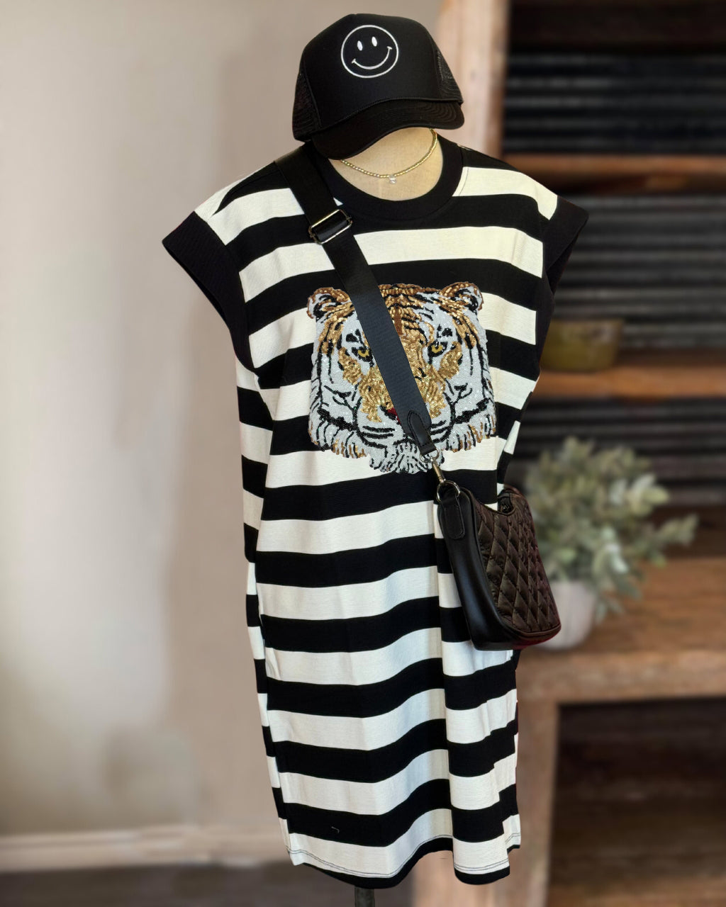 Tiger Sequin Striped Dress