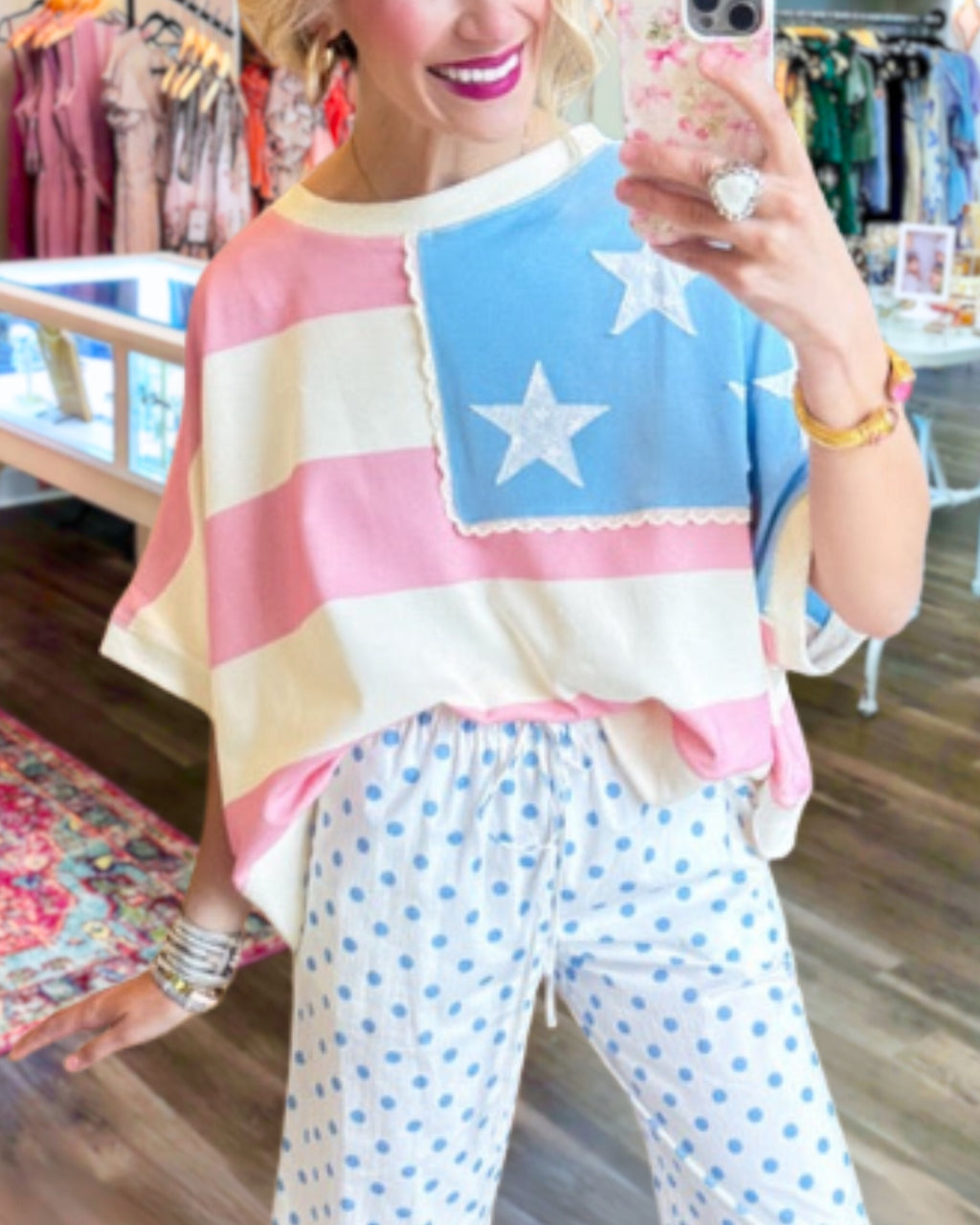 Chic Color-blocked Flag T-shirt