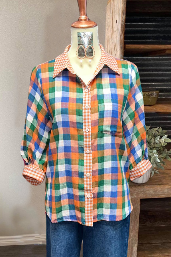 Bright Colorful Plaid Shirt