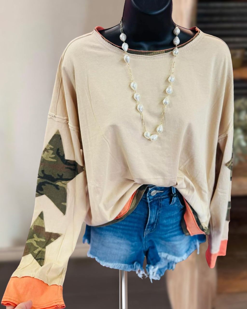 Camouflage Patchwork Star Pullover