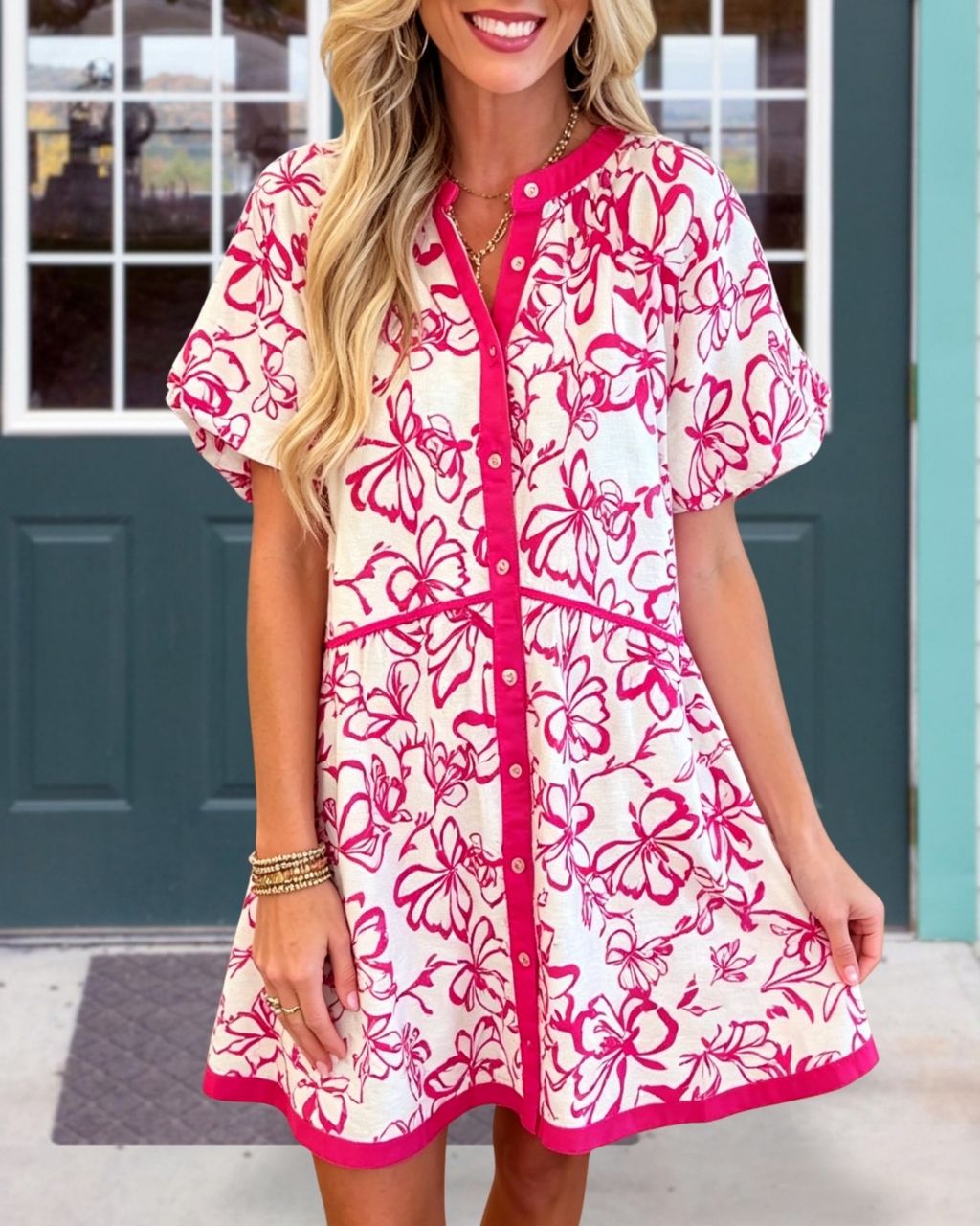 Blooming Floral Satin Shirt Dress