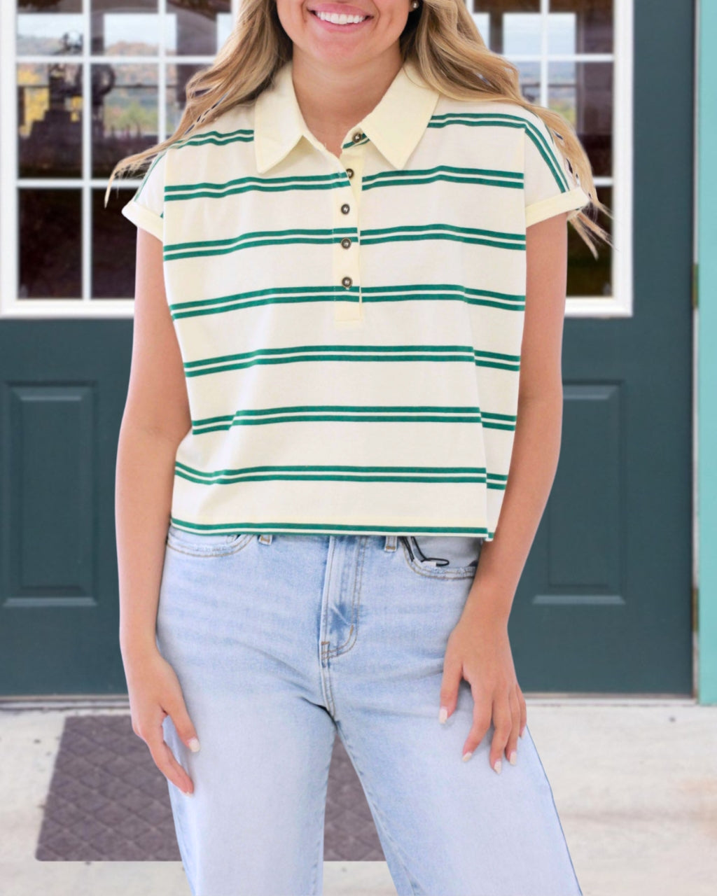 Effortless Stripe Collared Top