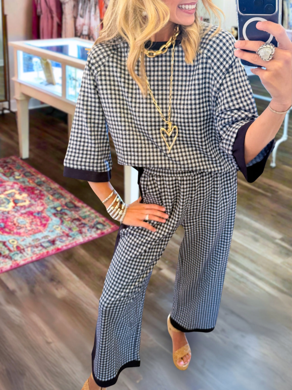 Casual Plaid Matching Set