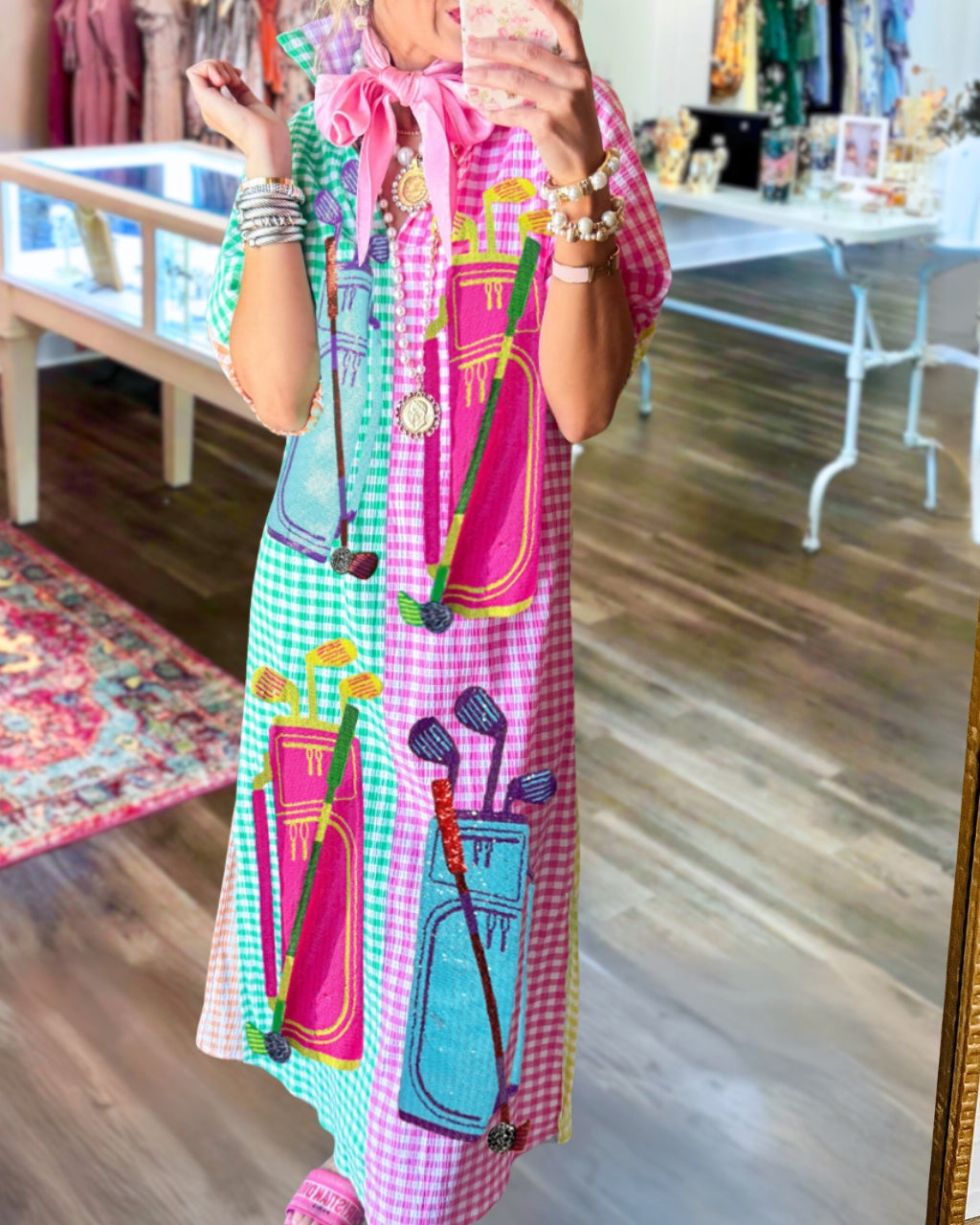 Golf bag Sequined Plaid Maxi Dress