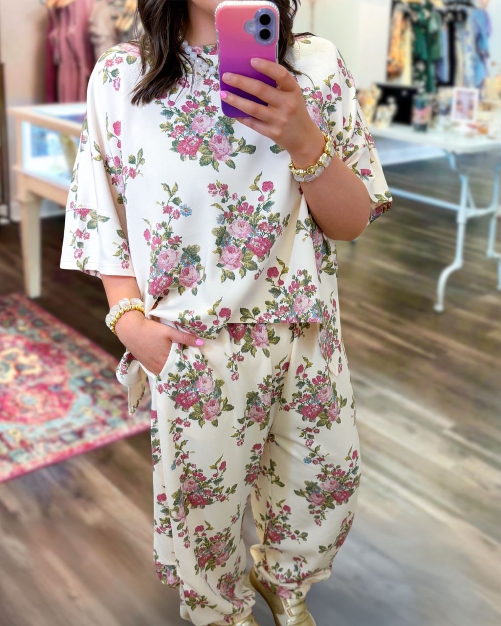 Vintage Floral Print Matching Set