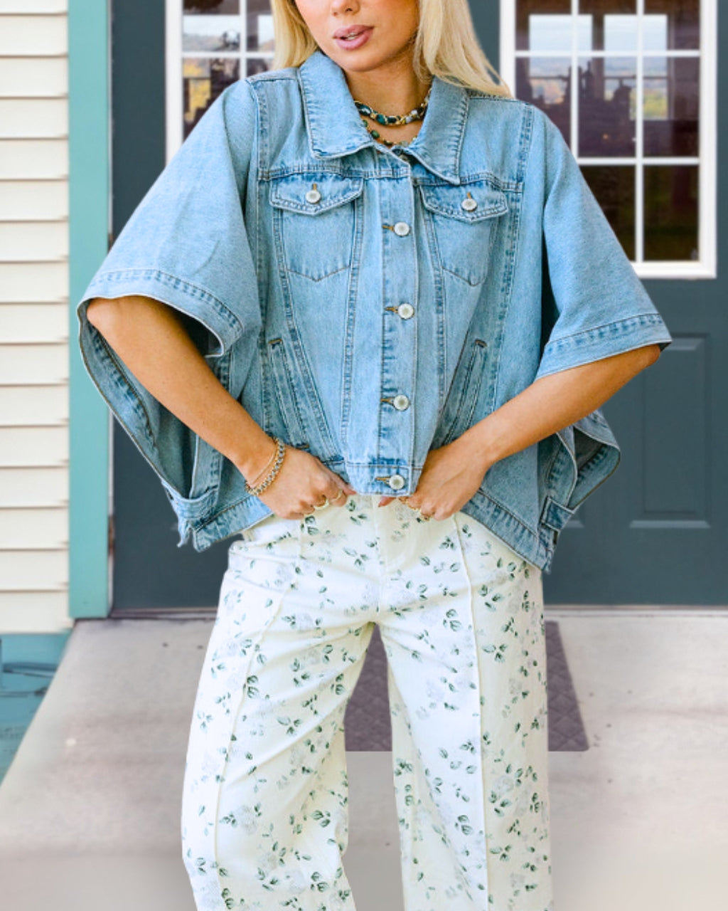 Chic Dolman Sleeve Denim Jacket