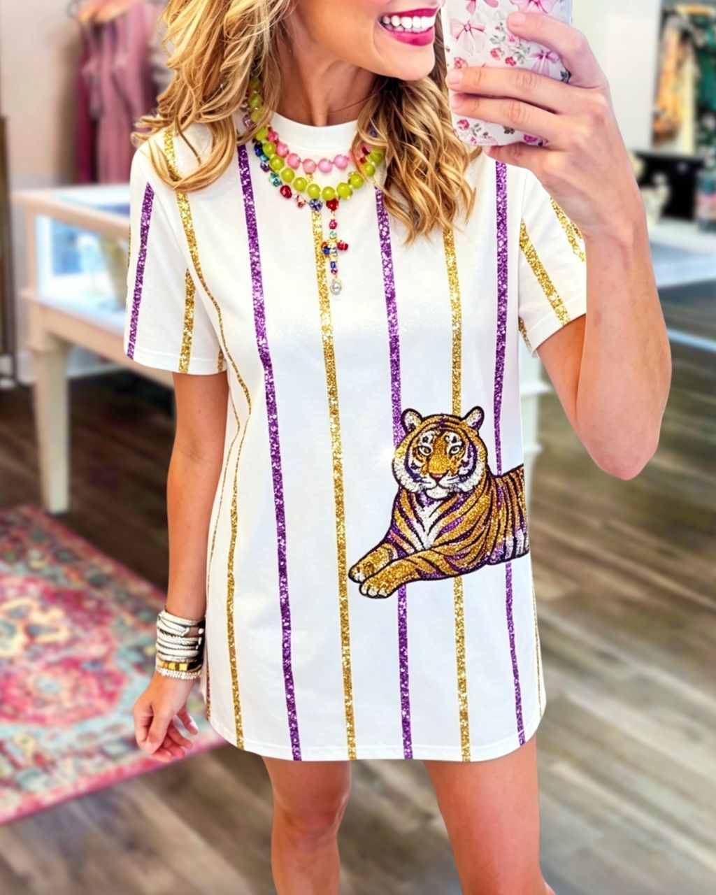 Tiger Striped Sequined Dress