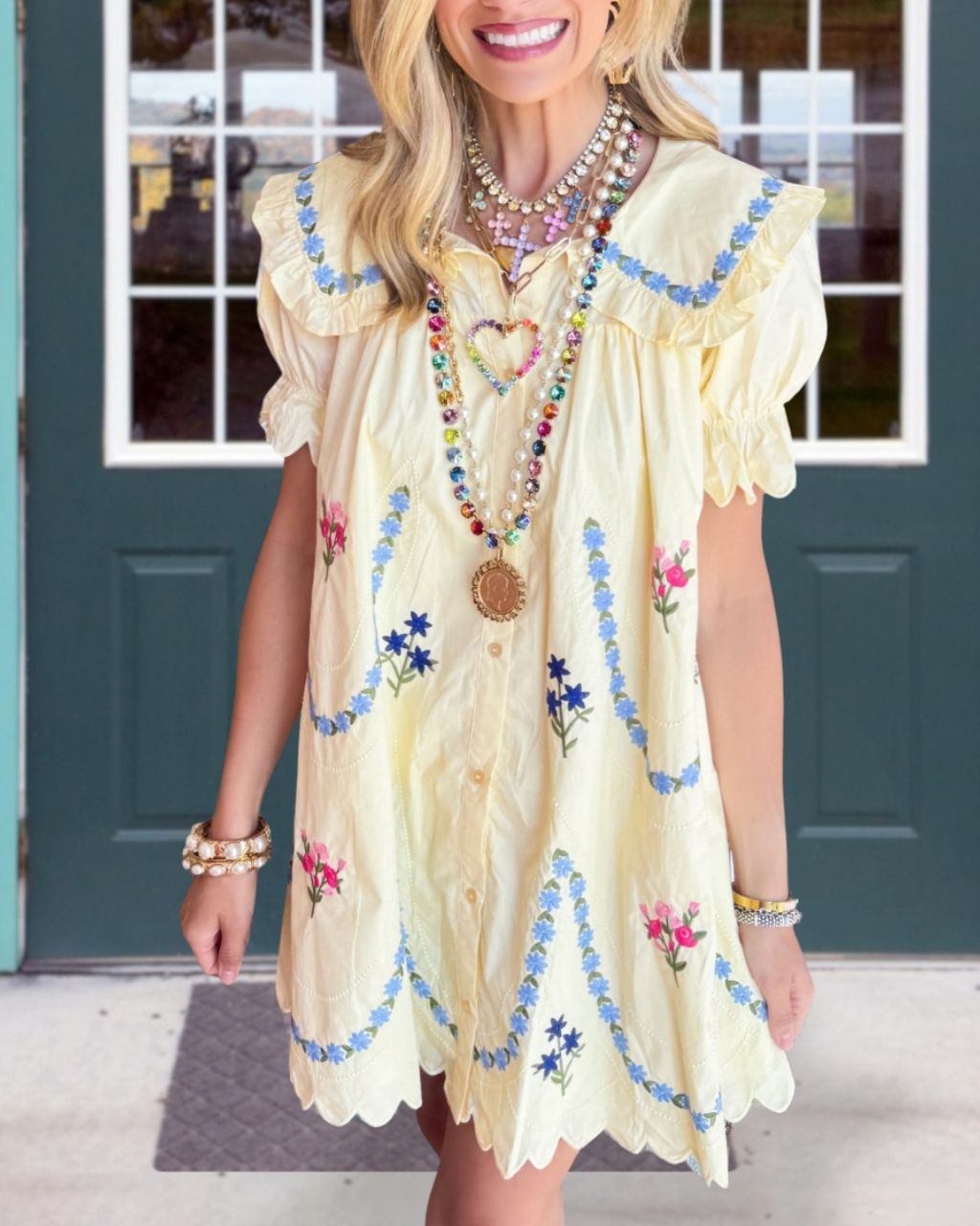 Floral Embroidered Poplin Dress
