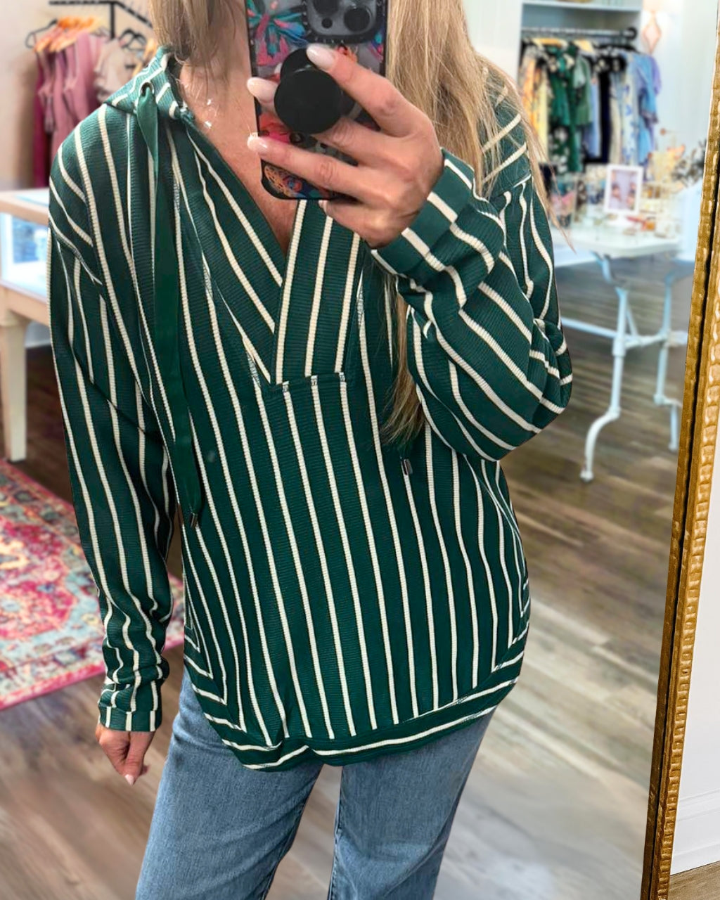 Waflle Striped Hoodie