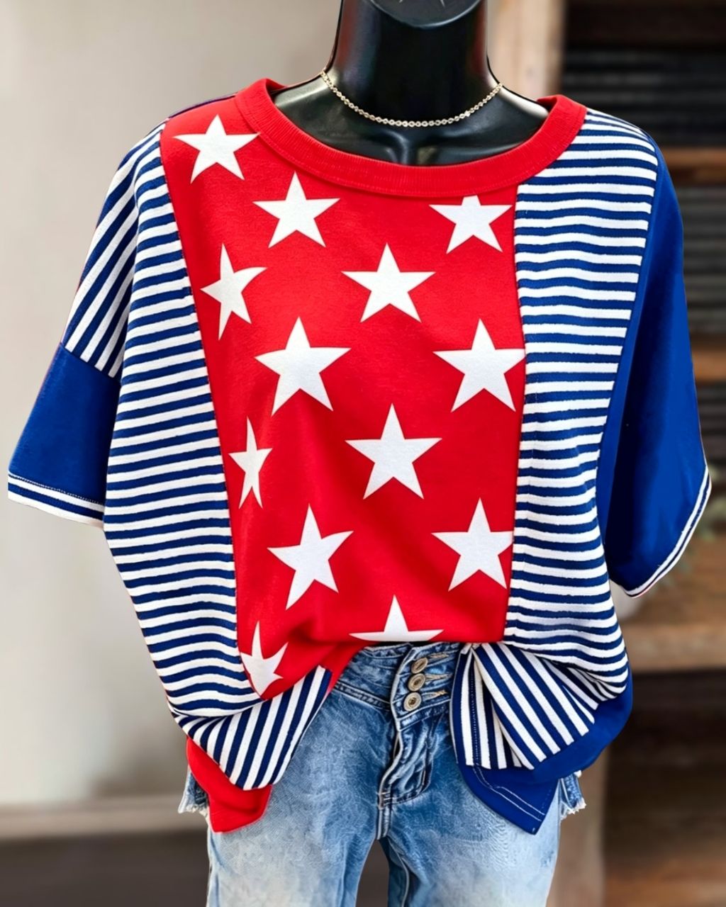 Independence Day Stars Striped Top