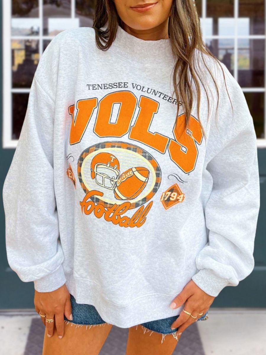 Comfortable Football Print Pullover