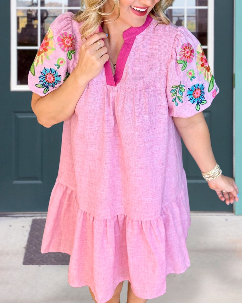 Sweet Floral Embroidered Dress