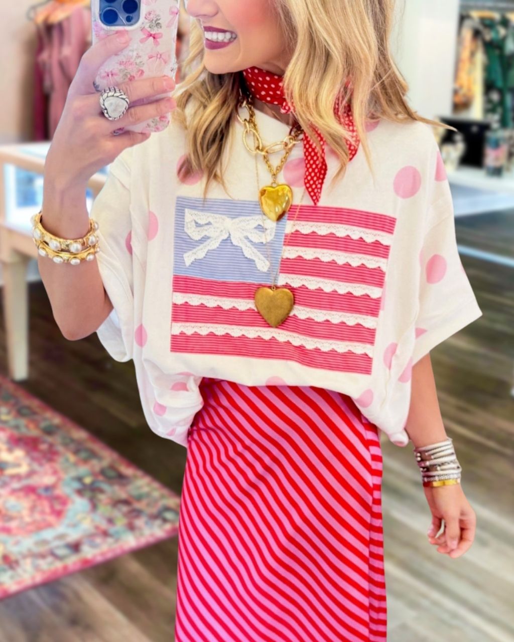 Flag-style Polka Dot Top
