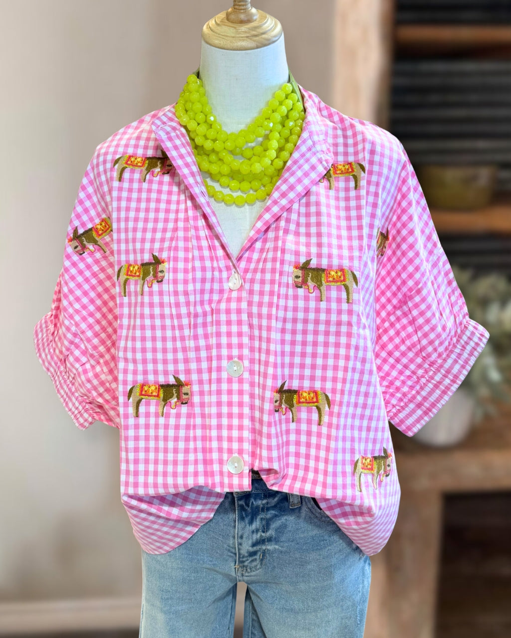 Pony Plaid Embroidered Shirt