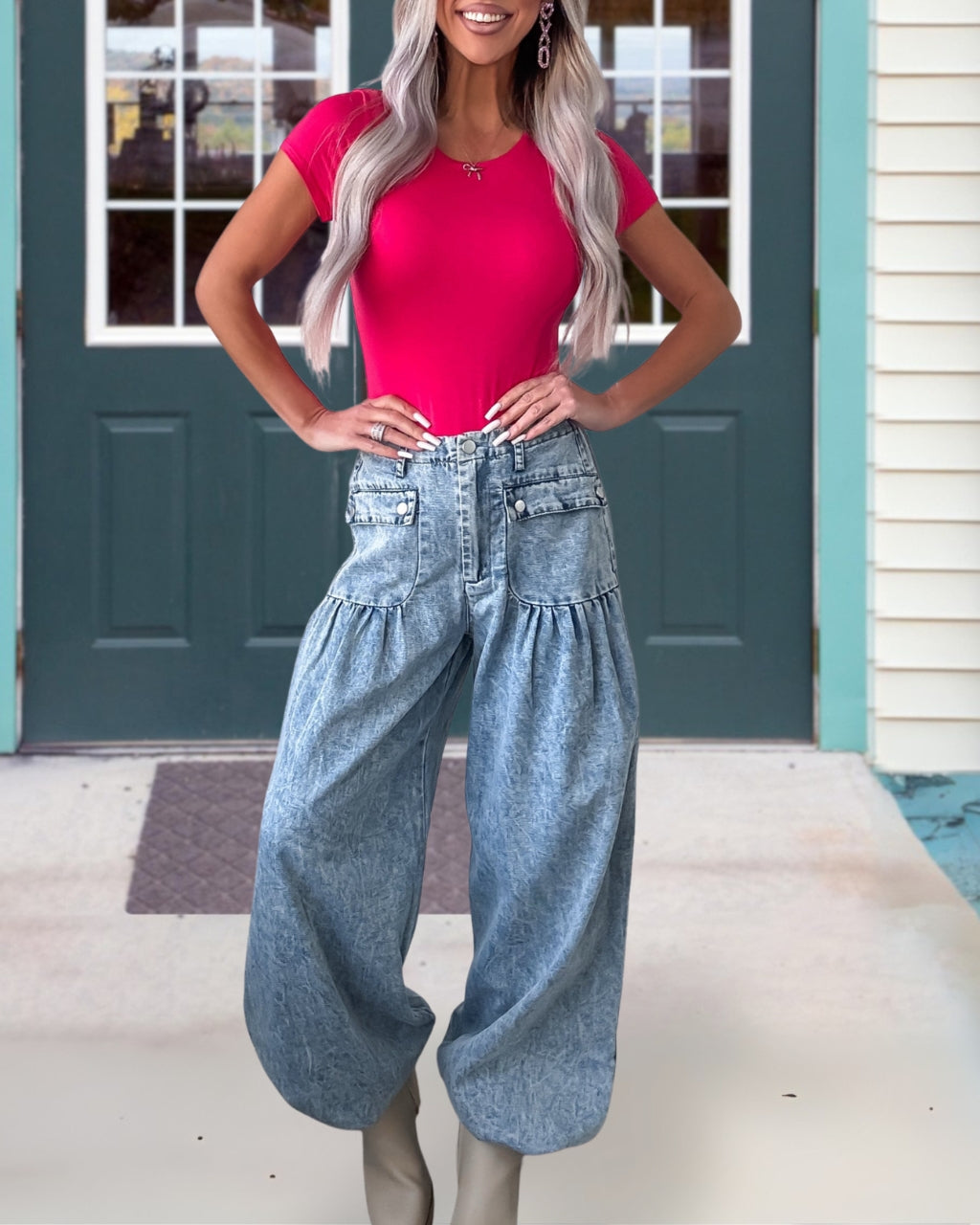 Fashionable Flowy Denim Pants