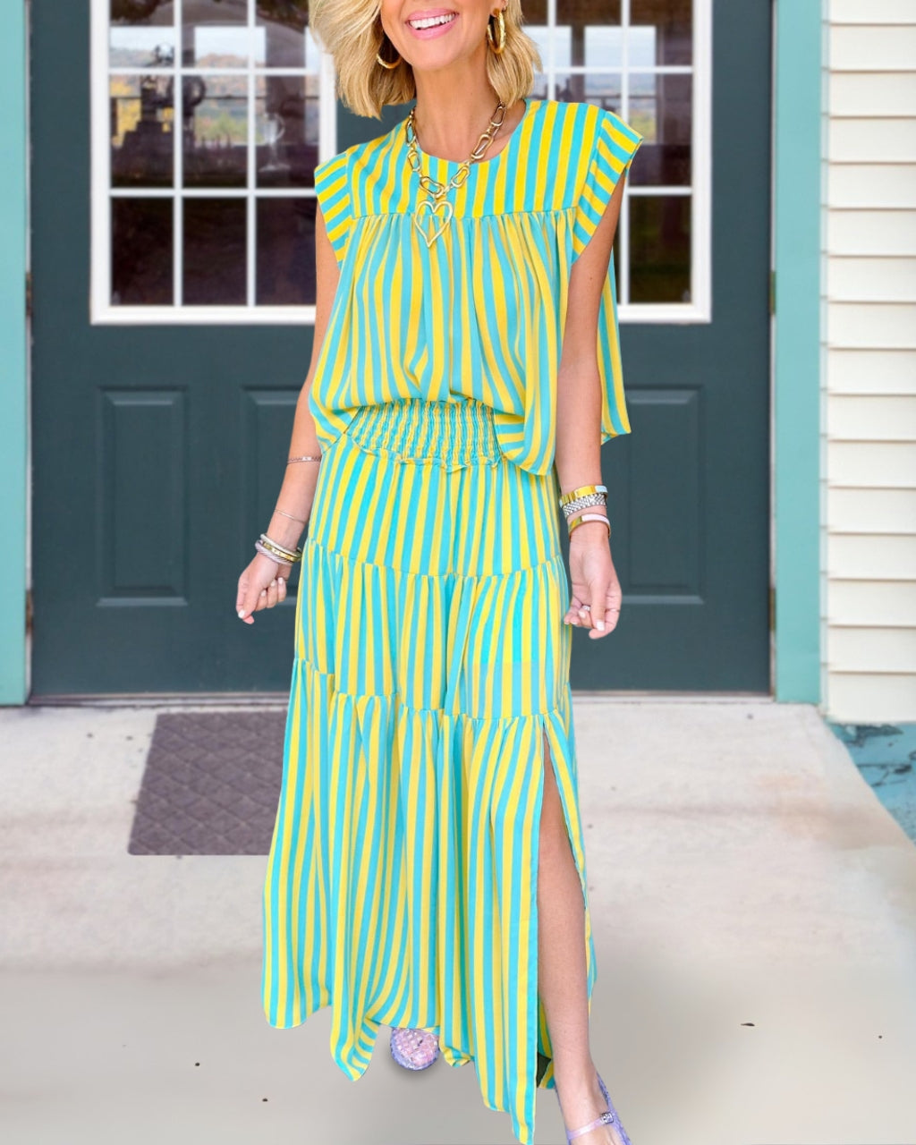 Chic Striped Skirt Set