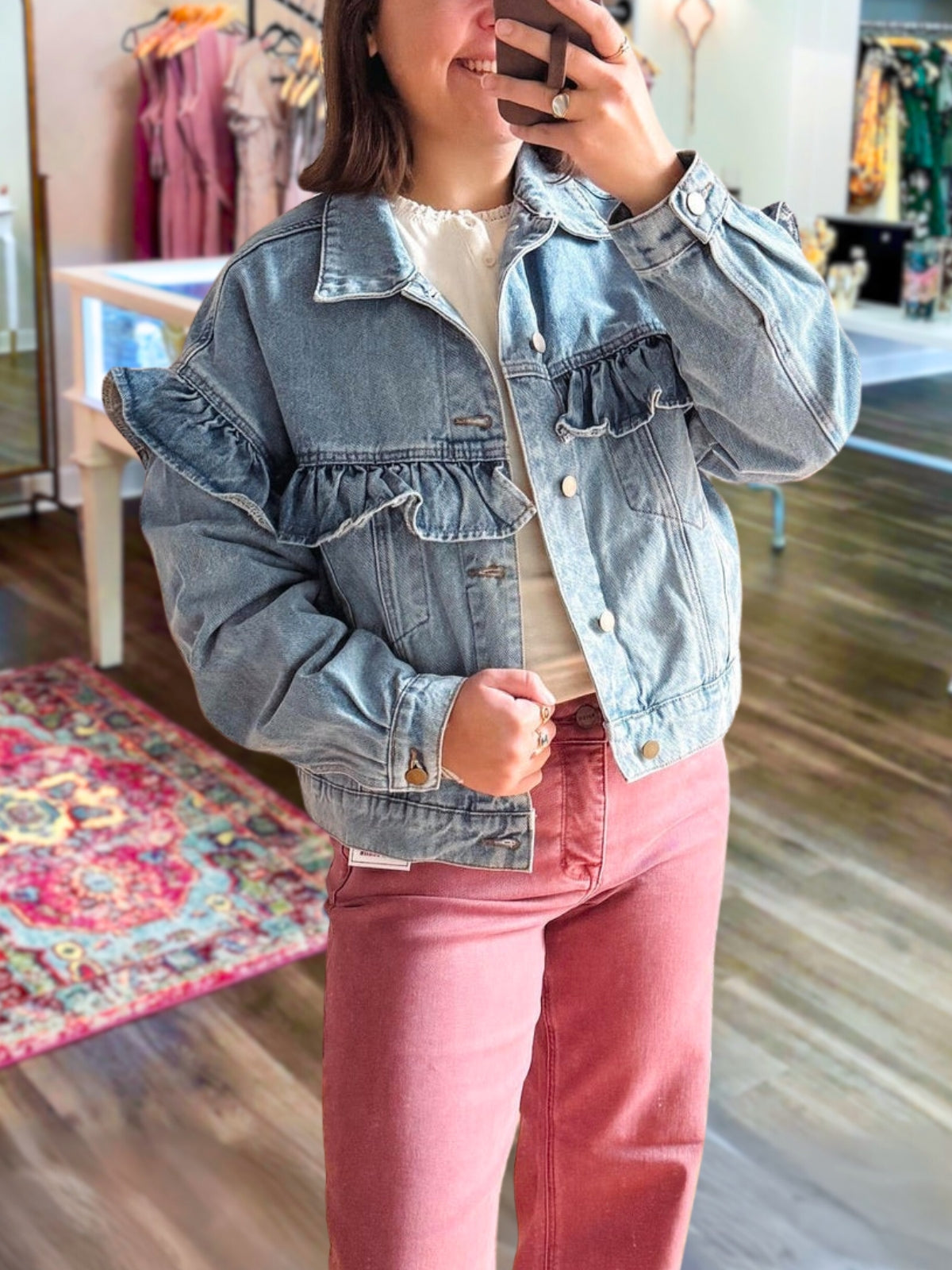 Stylish Ruffled Denim Jacket
