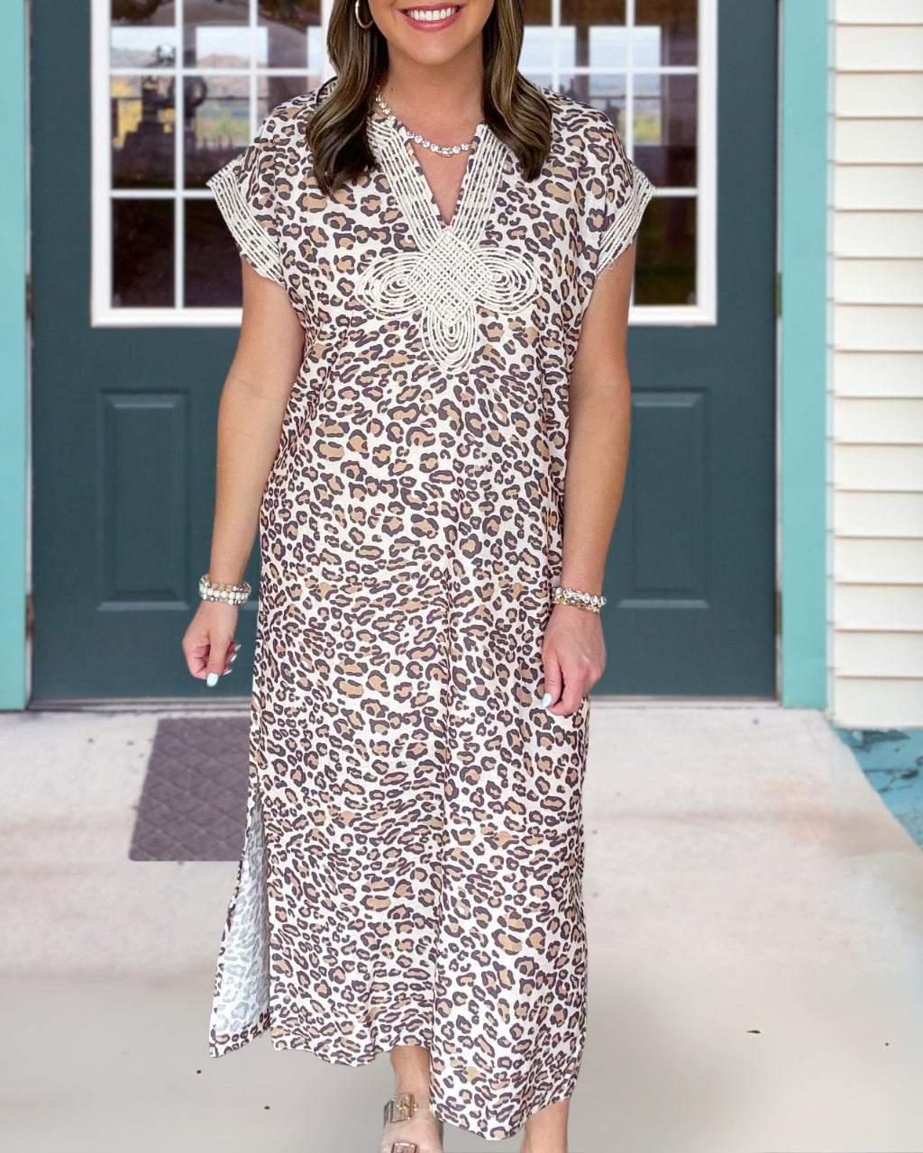 Leopard Ribbon Embroidery Dress
