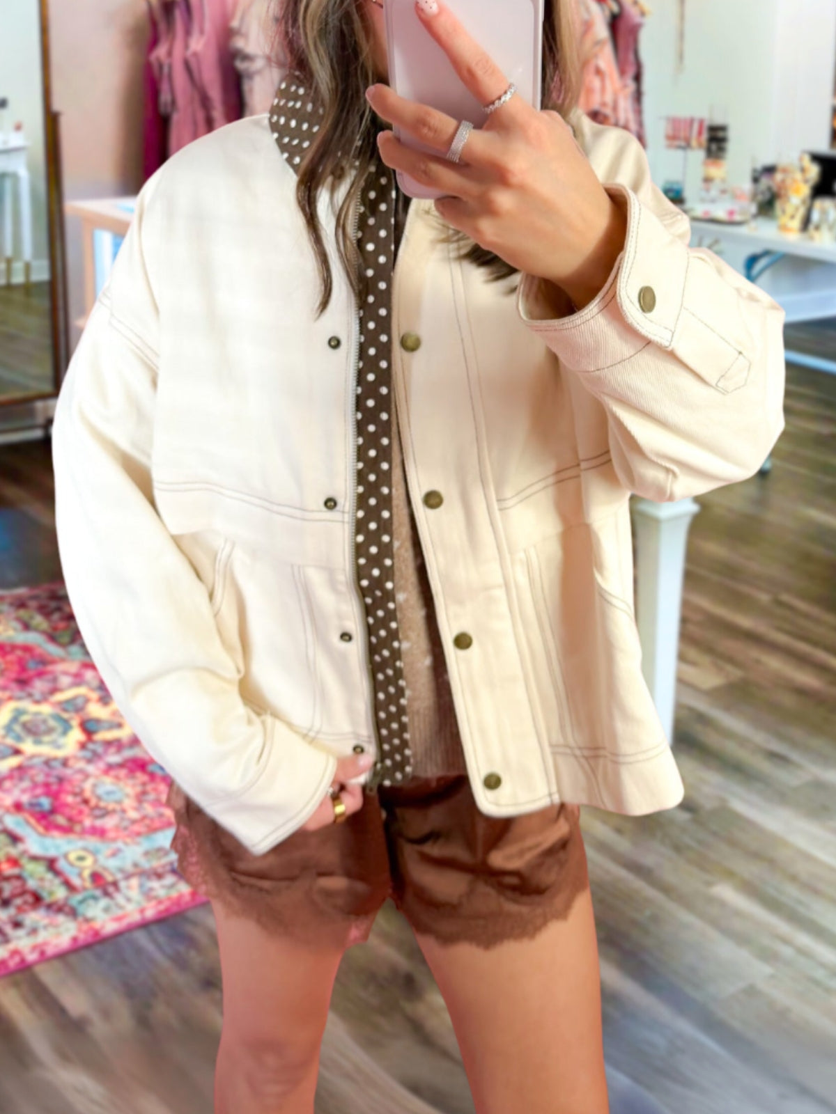 Color Block Polka Dot Jacket