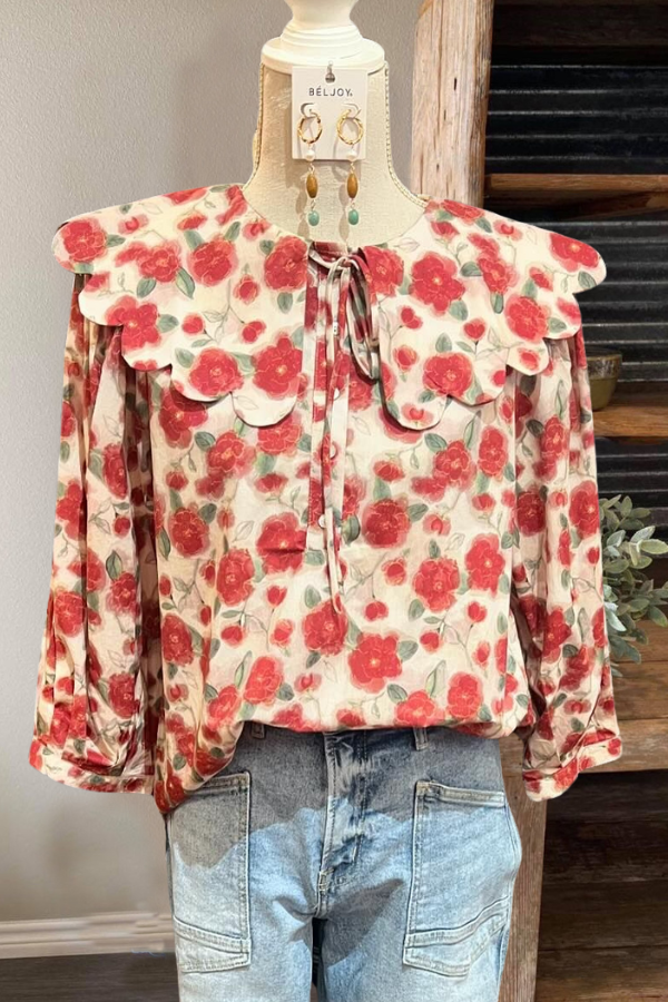 Floral Berry Peter Pan Collar Blouse