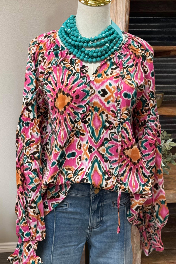 Colorful Floral Abstract Patterned Top