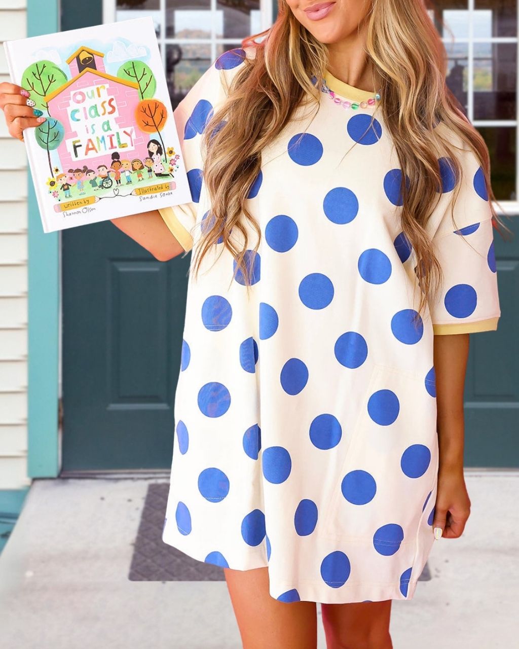 Simple Polka-Dot T-Shirt Dress