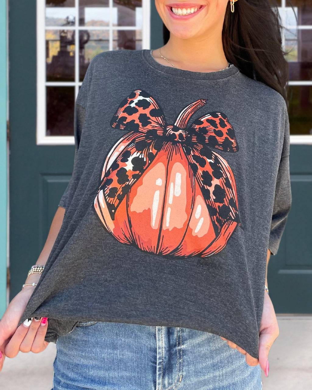 Leopard Bow Pumpkin Tee