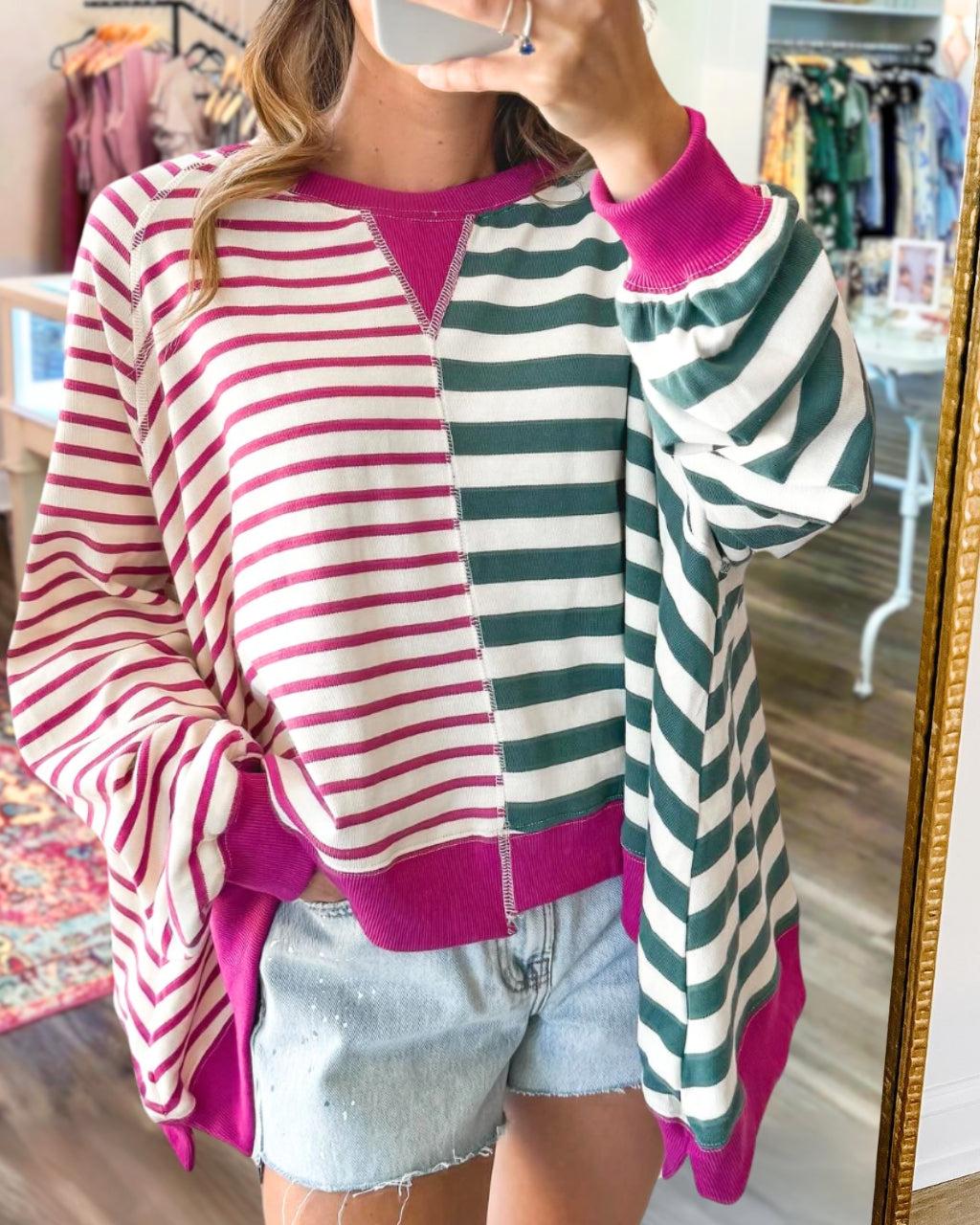 Striped Color Block Sweatshirt