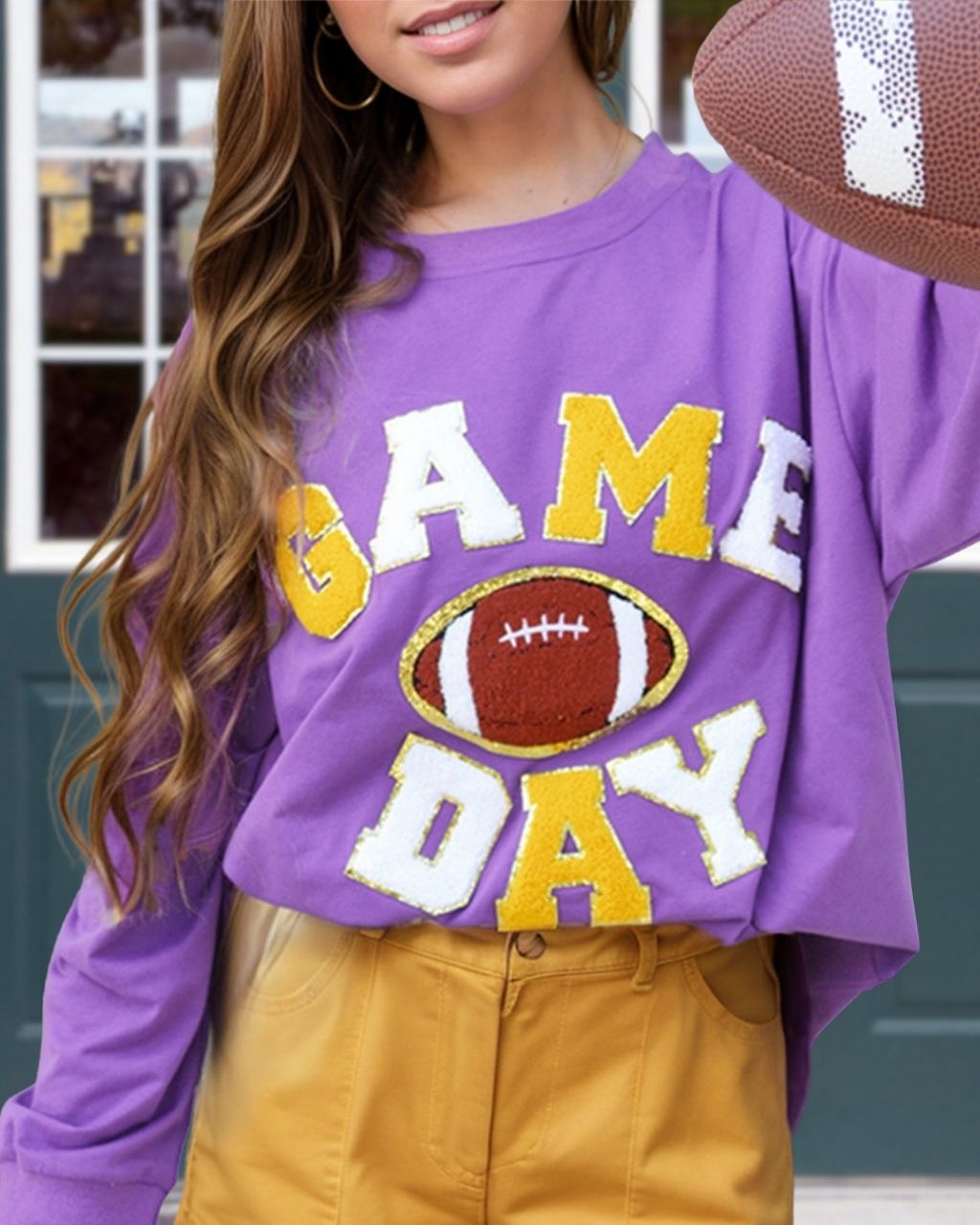 Game Day Football Embroidered Patch Top