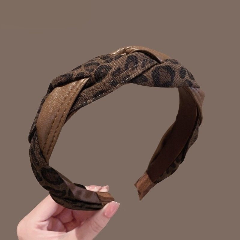 Leopard Leather Braided Headband
