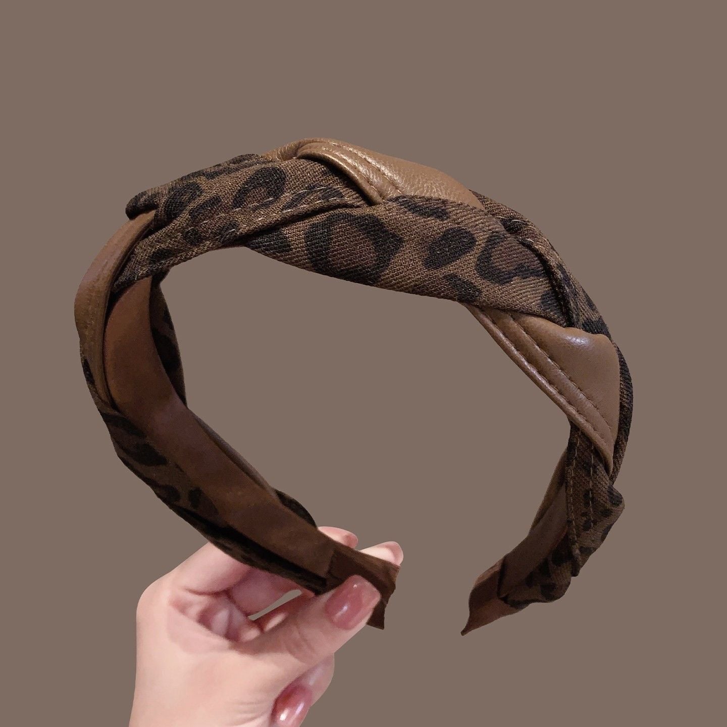 Leopard Leather Braided Headband