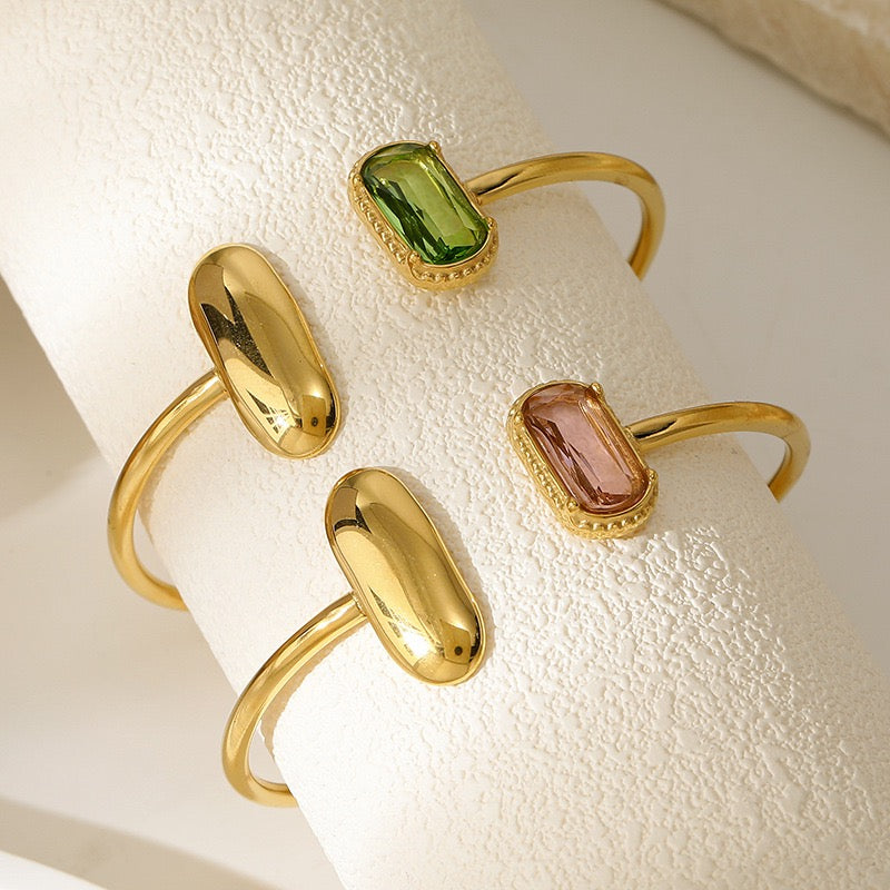 Faux Crystal Open Bangle