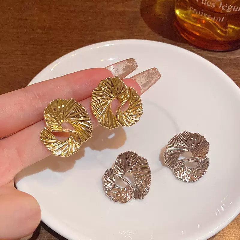 Irregularly Textured Metal Earrings
