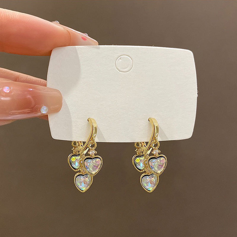 Heart-shaped Zircon Metal Earrings