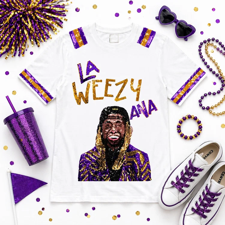 LA WEEZY ANA Sequined Game Day T-Shirt