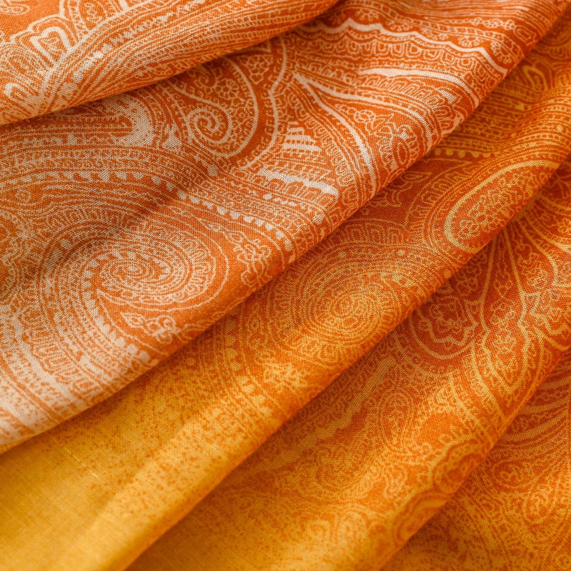 Paisley Tassel Gradient Silk Scarf