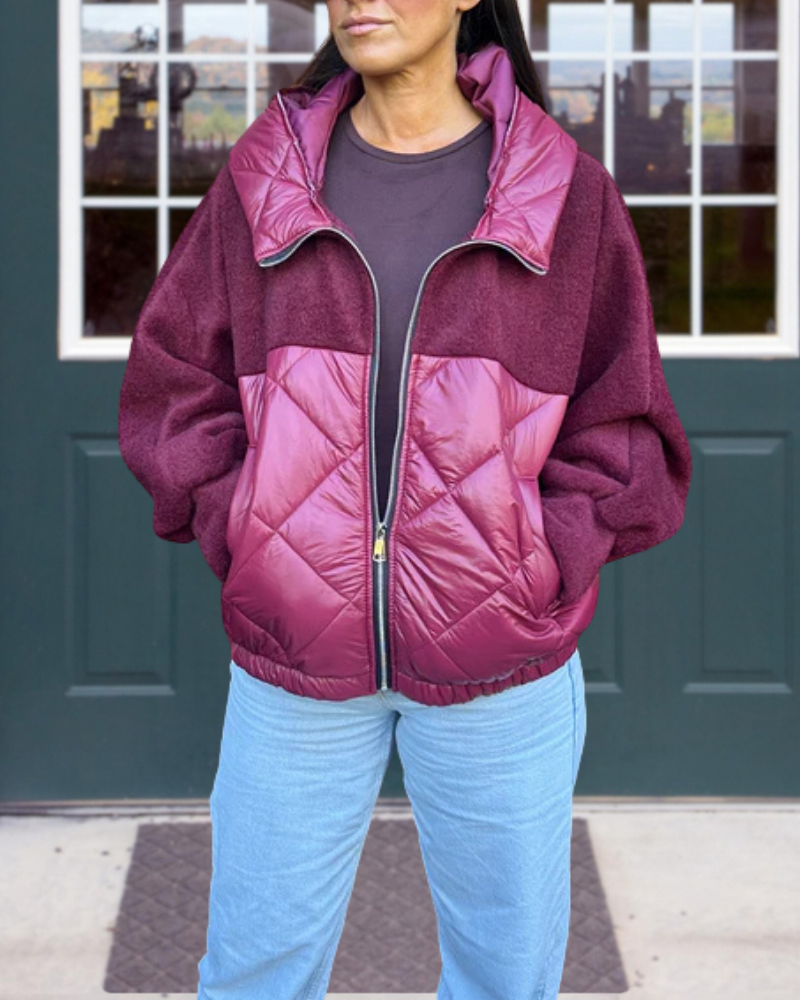 Quilted Zipper Hooded Jacket