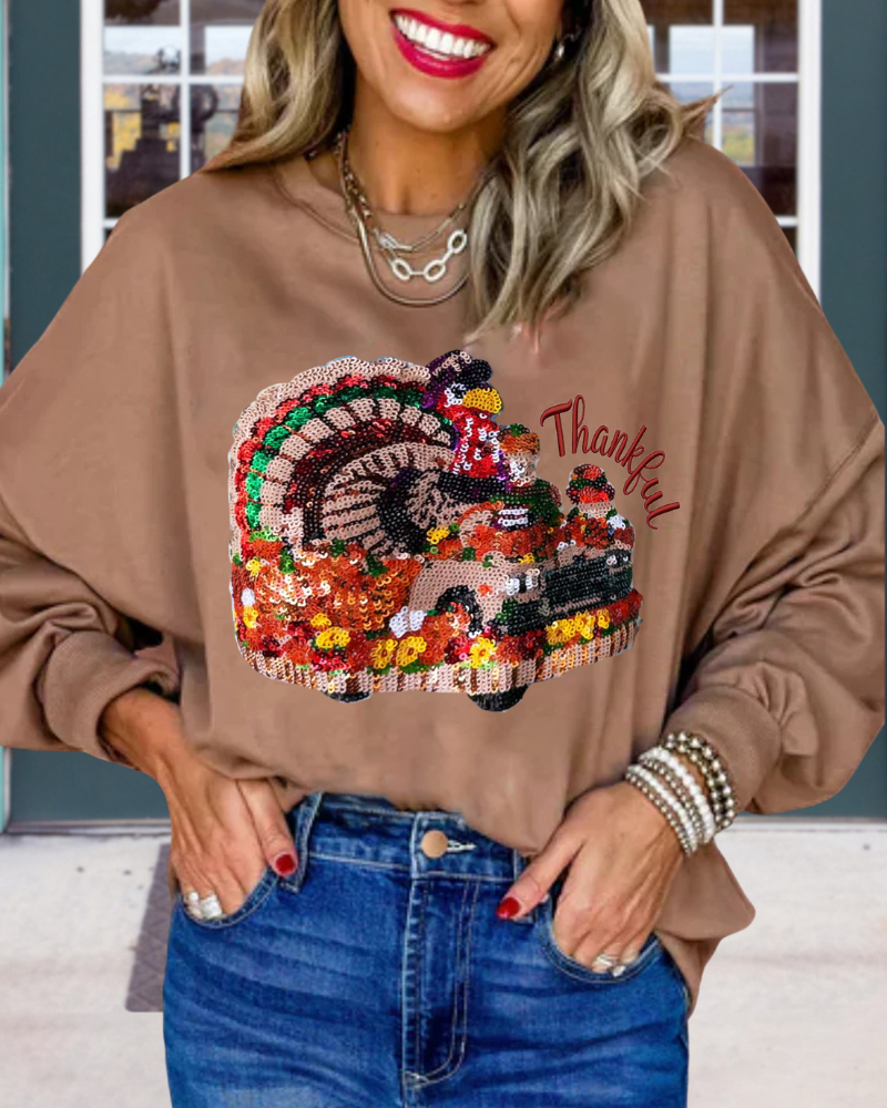 Thankful Turkey Sequin Sweatshirt