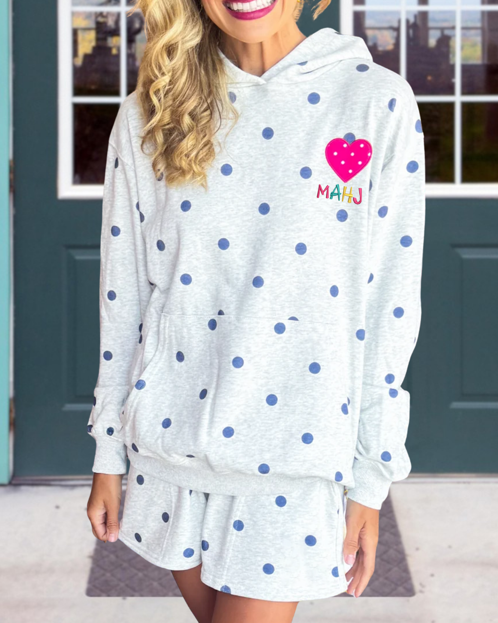 MAHJ Embroidered Polka-Dot Hoodie