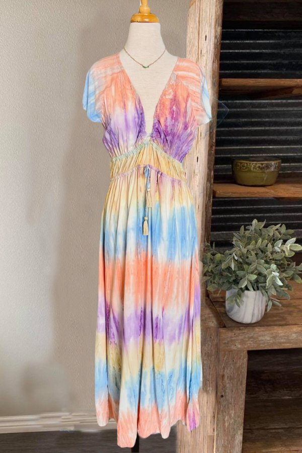 Glamour Painted Ombre Maxi Dress