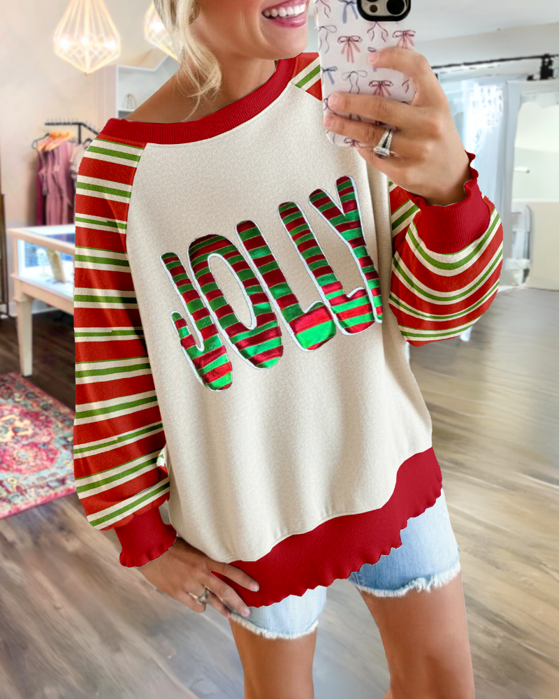 JOLLY Striped Sleeve Sweatshirt