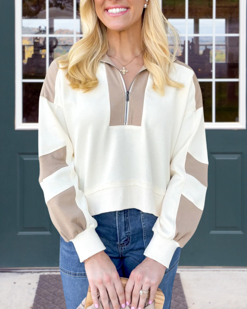 Contrast Half Zip Pullover