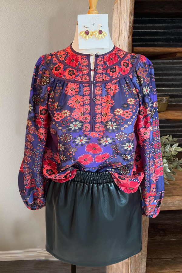 Vintage Satin Floral Blouse