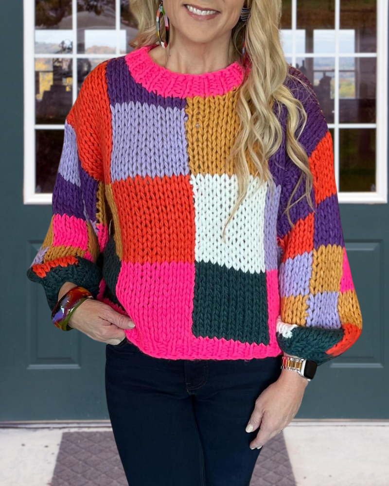 Colorblock Chunky Knit Sweater